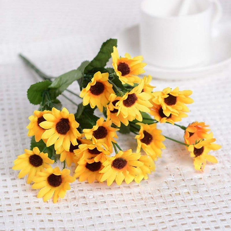 Artfen Artificial Sunflower 6 Bouquet Artificial Flowers Fake Sunflowers Floral Decor Bouquet Home Hotel Office Wedding Party Garden Craft Art Decor 13 inch No Vase - Image 3